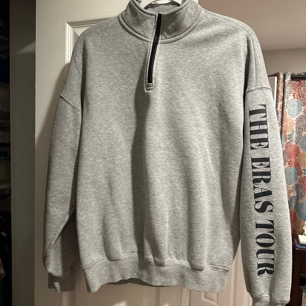 Taylor Swift Eras Tour Gray Quarter-Zip Sweater, Medium